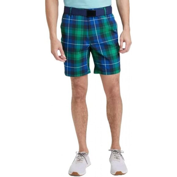 NWT All In Motion Plaid Golf Shorts 8" Inseam 87206075 40 Green / Blue Plaid - Picture 1 of 6